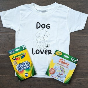 Dog Lover Kids Coloring Shirt, DIY Kids Coloring Shirt, Coloring Shirts for Kids, Youth Shirt, Toddler Shirt, Unique Gift for Kids