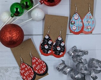 Weihnachten Kunstleder Ohrringe, Urlaub Kunstleder Ohrringe, Weihnachtsohrringe, Urlaub Ohrringe, Nikolaus Ohrringe, Leichte Ohrringe