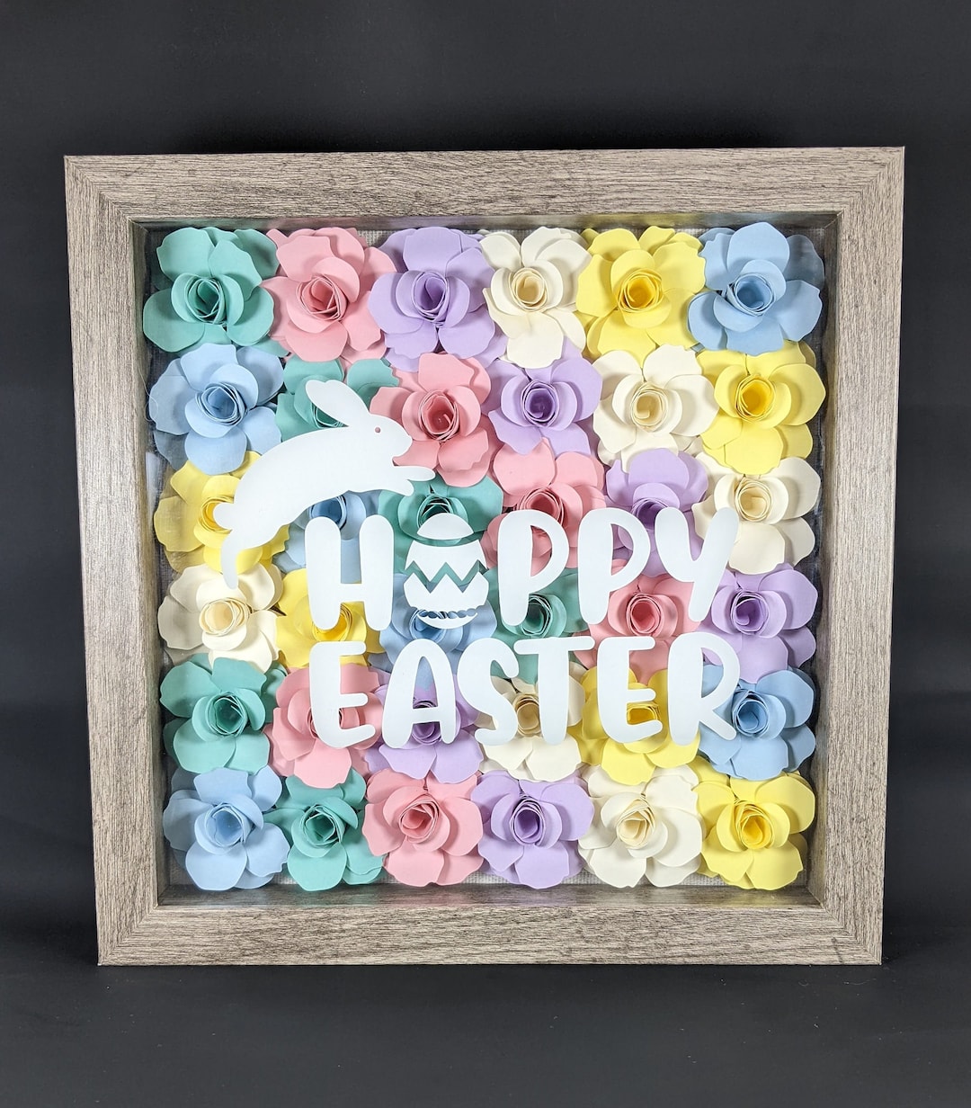 Easter Paper Rose Shadow Box, Easter Shadow Box, Easter Decor, Spring