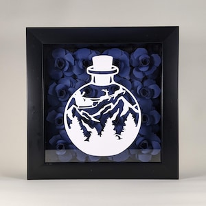 Christmas Paper Rose Shadow Box, Christmas Shadow Box, Christmas Decor, Holiday Decor, Paper Rose Shadow Box
