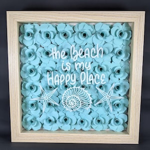 Beach Paper Rose Shadow Box, Beach Shadow Box, Beach Gift, Paper Rose Shadow Box