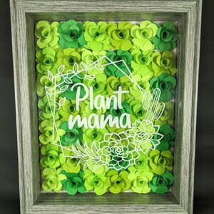 Plant Mama Paper Rose Shadow Box, Paper Rose Shadow Box, Gift for Her, Plant Lover Gift, Birthday Gift, Christmas Gift, Mother&#39;s Day Gift