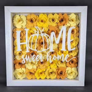 Home Sweet Home Paper Rose Shadow Box, Fall Shadow Box, Fall Decor, Autumn Decor, Autumn Shadow Box, Paper Rose Shadow Box