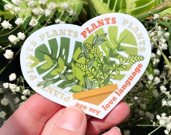 Lindo regalo para padres de plantas / Pegatina para amantes de las plantas / Las plantas son mi lenguaje de amor / Regalo para amantes de la naturaleza / Regalo para jardineros /