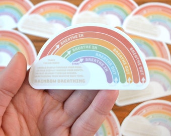 Rainbow Breathing Sticker | Finger Tracing Calming Technique | Kids Mindfulness Exercise | Gift from Counselor | Coping Skills Tool