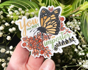 Pegatina del síndrome del impostor de la mariposa monarca: Arte para la salud mental
