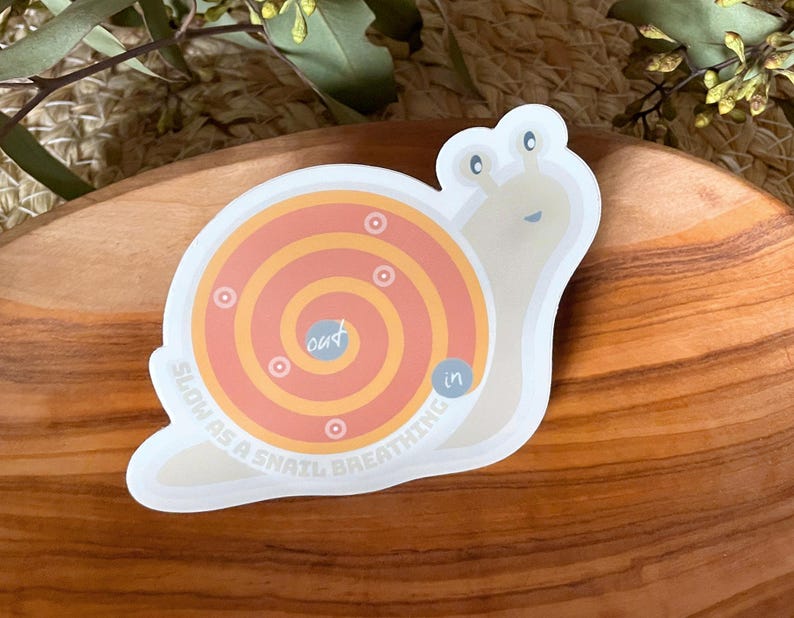 Actividad de atención plena para niños / Ejercicio de calma / Técnica de respiración en espiral / Pegatina "Lento como un caracol" imagen 1