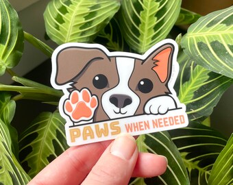 Adorable pegatina de perro: "PATAS cuando se necesitan" para portátil