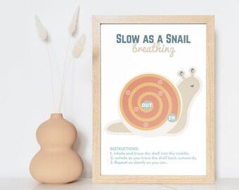 Ejercicio de respiración de caracol: Rincón de la calma para niños (Descarga digital)