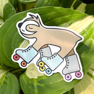 Sloth Roller Skating Sticker: Rainbow Pride Helmet Decal