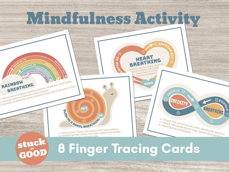 Finger Tracing Calming Cards, Printable Breathing Exercises