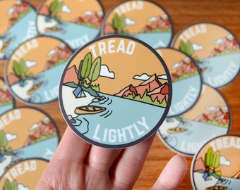 Tread Lightly Sticker | Nature Lover Gift | Wilderness Camping Canoeing | The Great Outdoors Decal | Back Country
