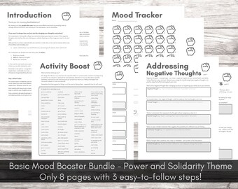 Activist Self Care Worksheets, Mood Booster Power Bundle, Mental Health Journal, Instant Digital Download