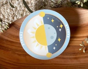 Sun and Moon Breathing Exercise Vinyl Sticker: Mindfulness Gift