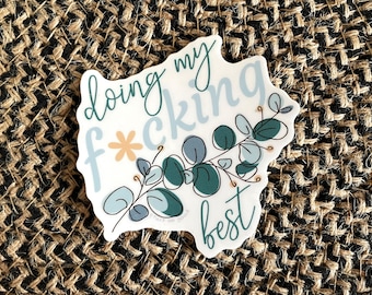 Regalo divertido para amigos / Pegatina de afirmación "Incendio en el basurero" / "Haciendo mi mejor esfuerzo" / Calcomanía para computadora portátil con palabrotas / Blasfemia botánica