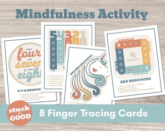 Finger Tracing Calming Cards, Printable Breathing Exercises, Mindfulness Activity for Kids, INSTANT DIGITAL DOWNLOAD