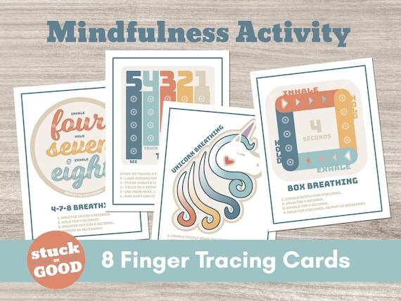 Finger Tracing Calming Cards, Printable Breathing Exercises, Mindfulness Activity for Kids, INSTANT DIGITAL DOWNLOAD