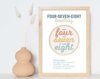 Impresión de la técnica de relajación respiratoria 478: Decoración para consultorios de consejería (Descarga digital)
