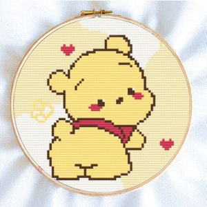 Pooh! Counted Cross Stitch PDF | Kawaii | Beginner | DMC