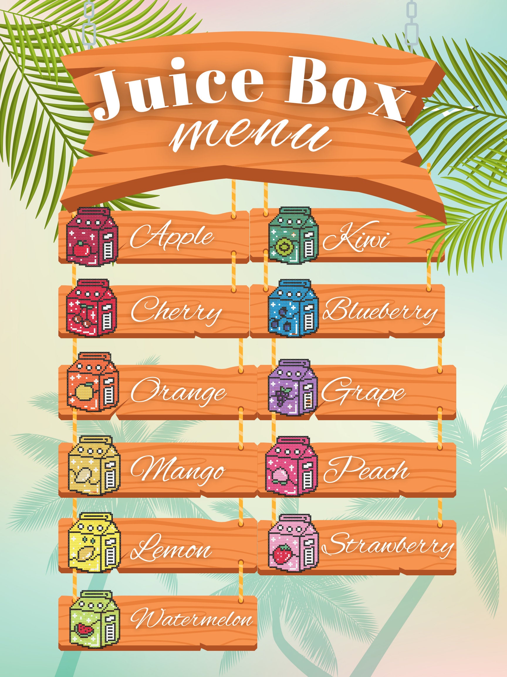 Juice Box Cross Stitch Perler Bead Patterns | Kawaii | DMC - Etsy