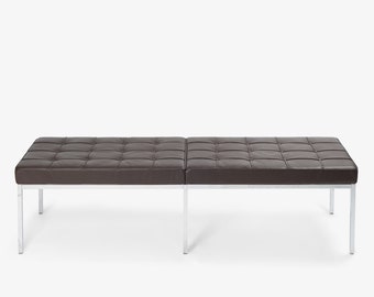 Florence Knoll 3-Seat Bench in Espresso Leather by Knoll