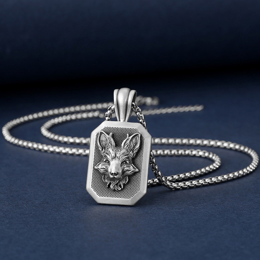 Fox Head Necklace for Men Personalized Fox Head Pendant Fox Etsy