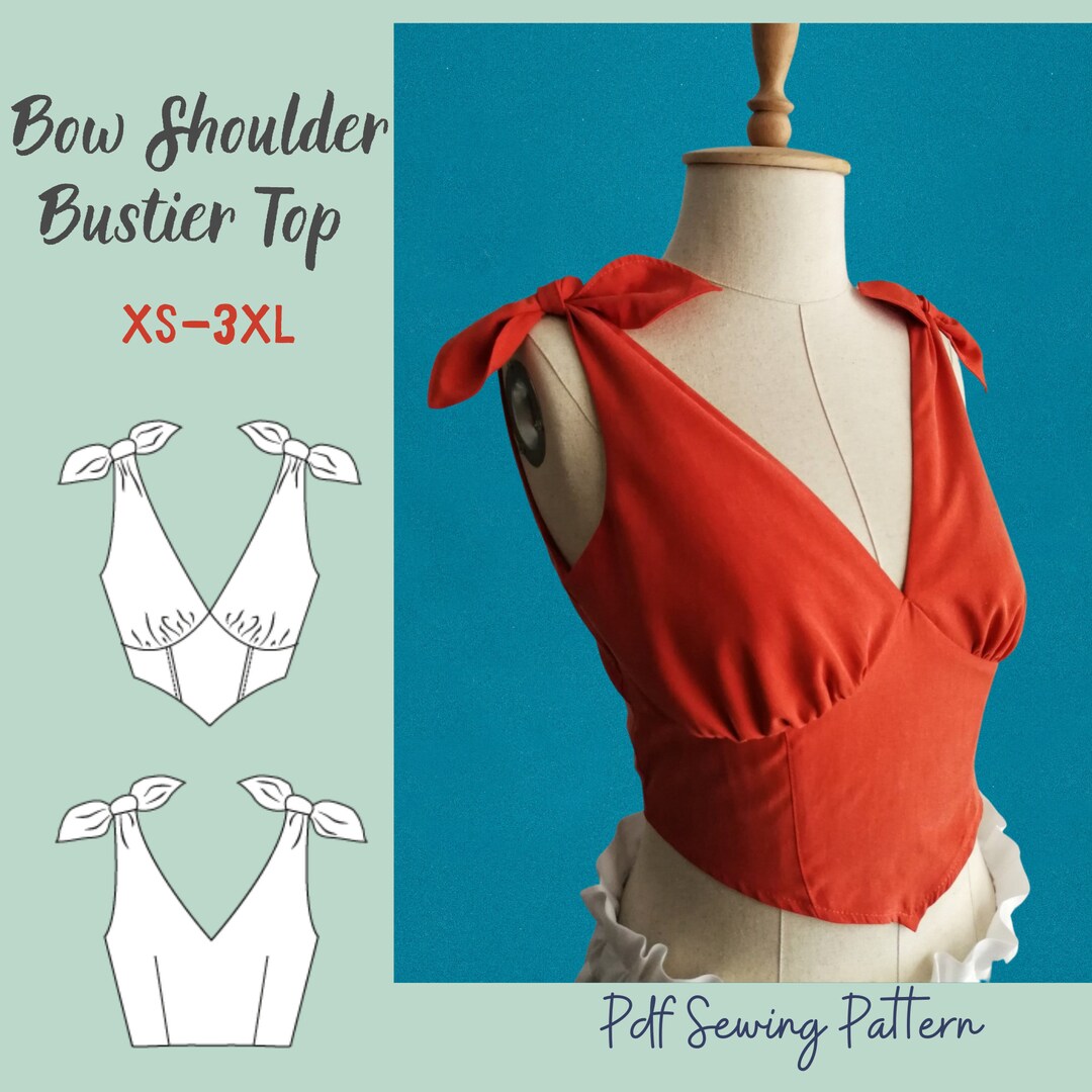 Bow Shoulder Bustier Top Sewing Patternpdf Sewing Pattern Etsy