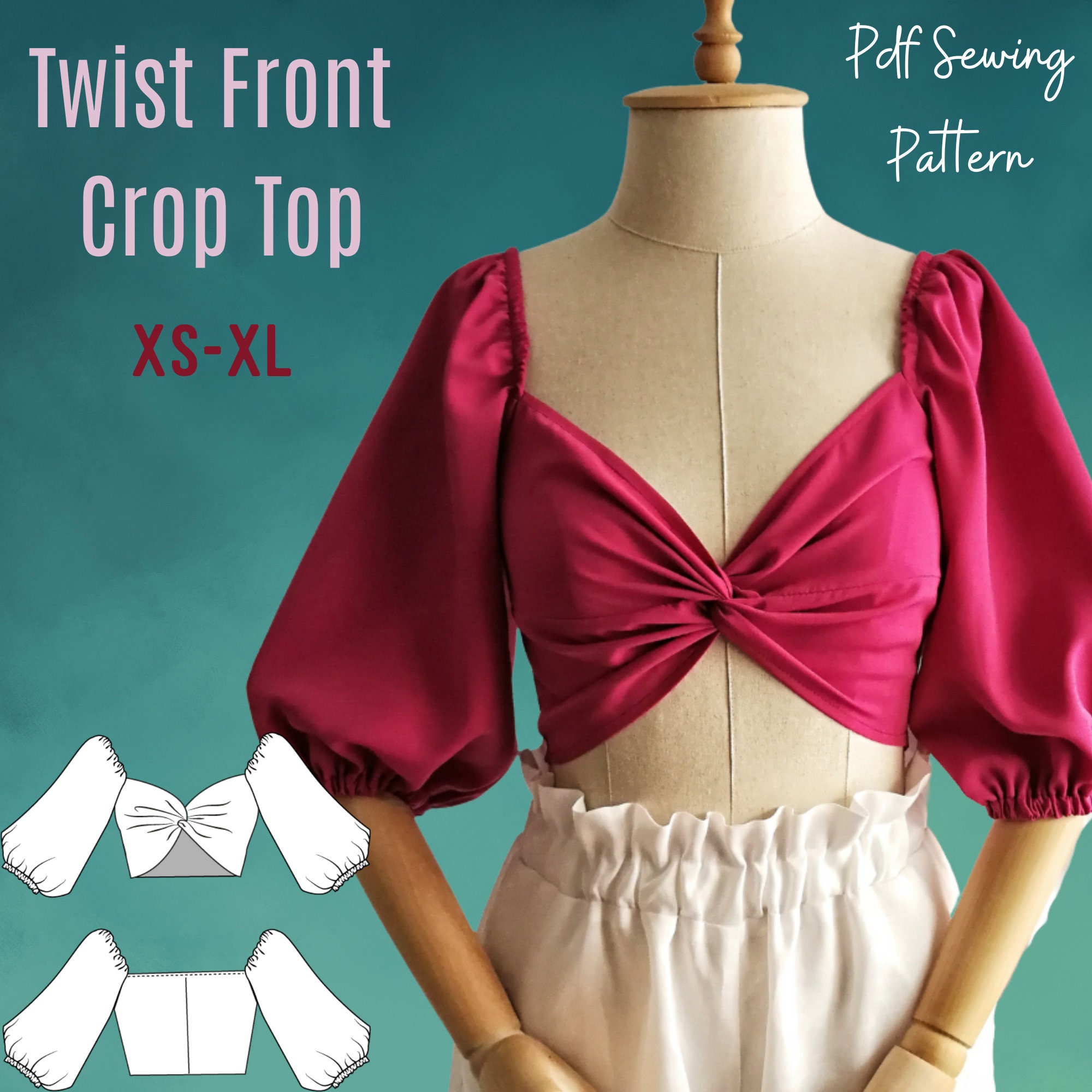 Twist Front Crop Top PDF Sewing Pattern Printable Sewing Pattern