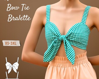 Patrón de costura en PDF para bralette con lazo reversible Patrón  imprimible en tallas XS-3XL Patrón de costura fácil para principiantes