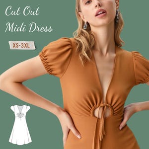 Cut Out Midi Summer Dress PDF Sewing Pattern in Sizes XS-3XL