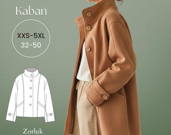 Höghalsad kappa / Trattkappa i PDF-format / 0/XXS/32-18/5XL/50 Storlekar/A4-US Letter-A0 Format