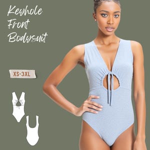 Naaipatroon bodysuit met sleutelgatstrik aan de voorkant: beginnersvriendelijk (pdf-patroon)
