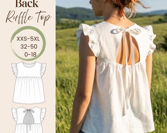 Open Back  Gathered Yoke Summer Top Pdf Sewing Pattern- 10 Sizes Available