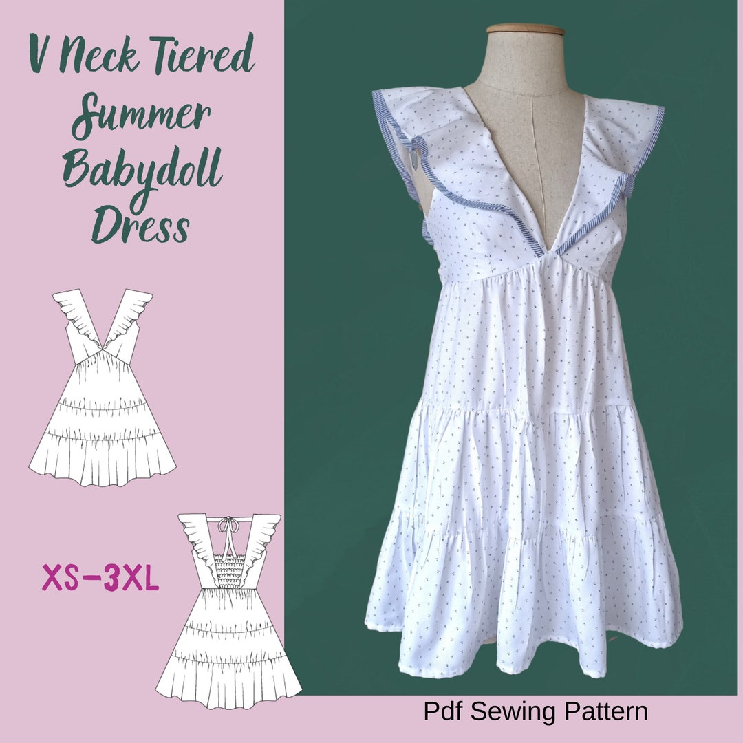 Summer ruffled V-neck stitching dress Summer ruffled V-neck stitching dress