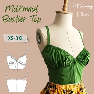 Milkmaid Bustier Top PDF Sewing Pattern- Tie Front CropTop -Printable  Sewing Pattern- Sewing Pattern in Sizes XS-3XL