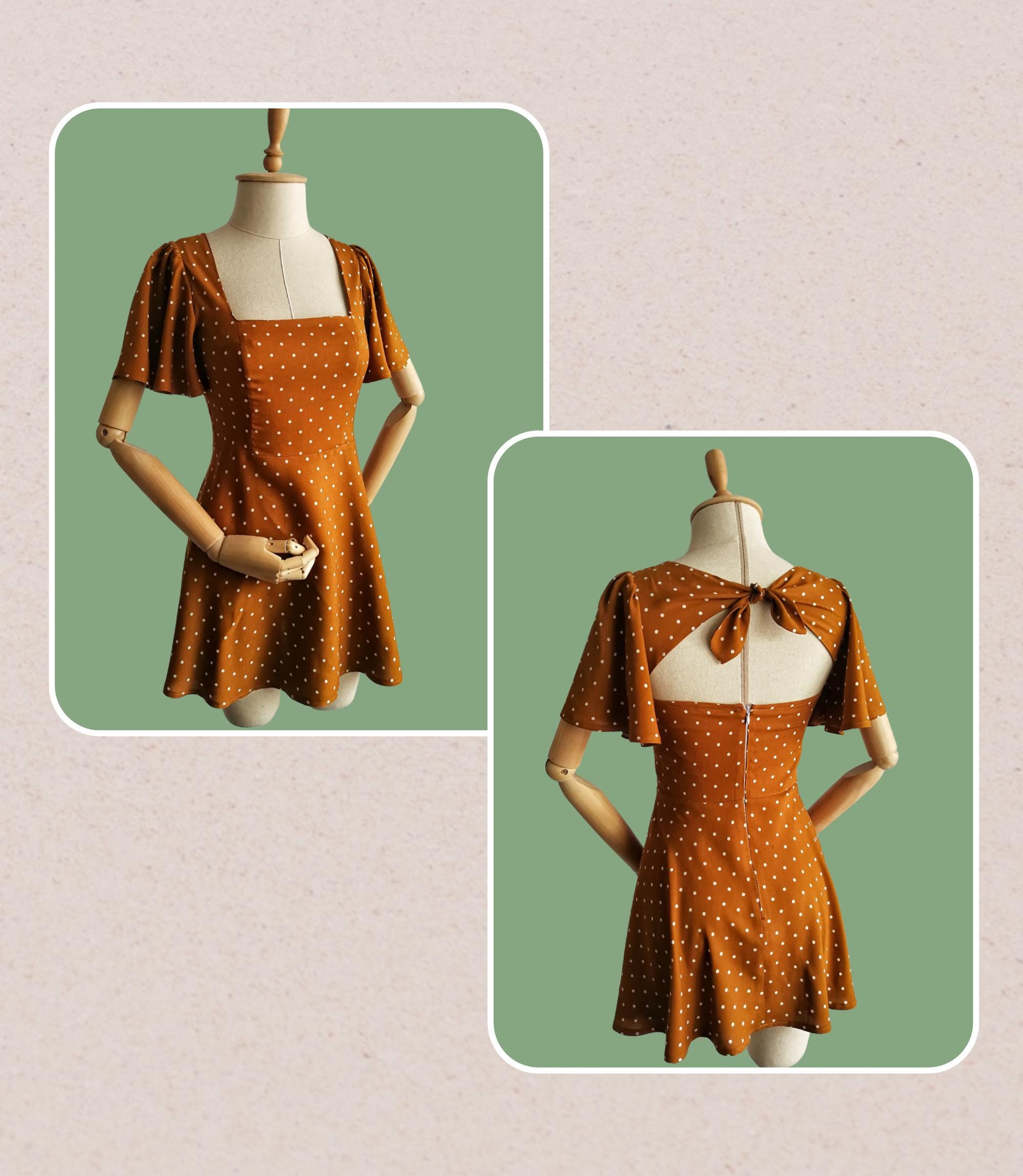 Butterfly Sleeve Mini Dress Sewing Pattern: Open Back, XS