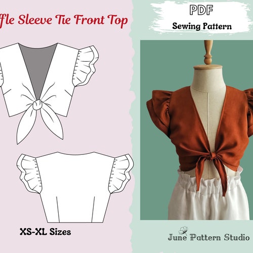 Backless Ruffle Crop Top Sewing Pattern Printable Sewing Etsy