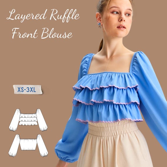 Female Spring Fall Frill Shirt Big Peter Pan Colar Ruffle