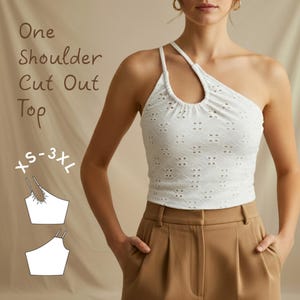 One Shoulder Cut Out Top Sewing Pattern: Beginner Friendly (XS-3XL) (Digital Download)