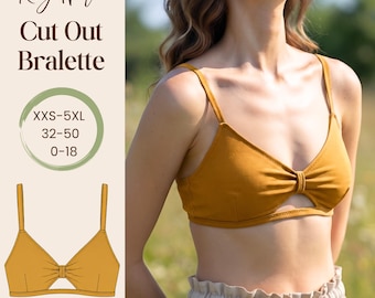 Patrón de costura en PDF para bralette deportivo con abertura tipo ojo de cerradura - 10 tallas disponibles
