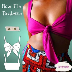 Reversible Bow Tie Bralette Pdf Sewing Pattern- Printable Sewing Pattern in Sizes XS-3XL- Beginner Friendly Easy Bralette Sewing Pattern