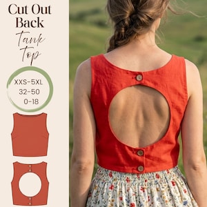 Cut Out Back Tank Top Pdf Sewing Pattern: Beginner Friendly Summer Top Pattern-10 Sizes Available