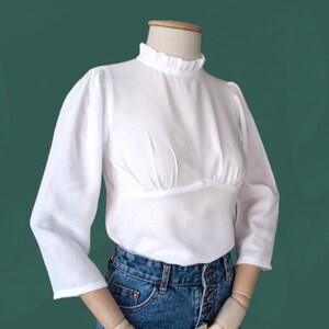 Ruffle Turtleneck Blouse Sewing Pdf Pattern- 3/4 Long Sleeve Top ...