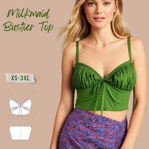 Milkmaid Bustier Crop Top Sewing Pattern: Sweetheart Neckline (PDF Pattern)