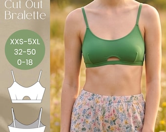 Nyckelhålsutskurna sport-bralette i PDF-format – 10 storlekar tillgängliga
