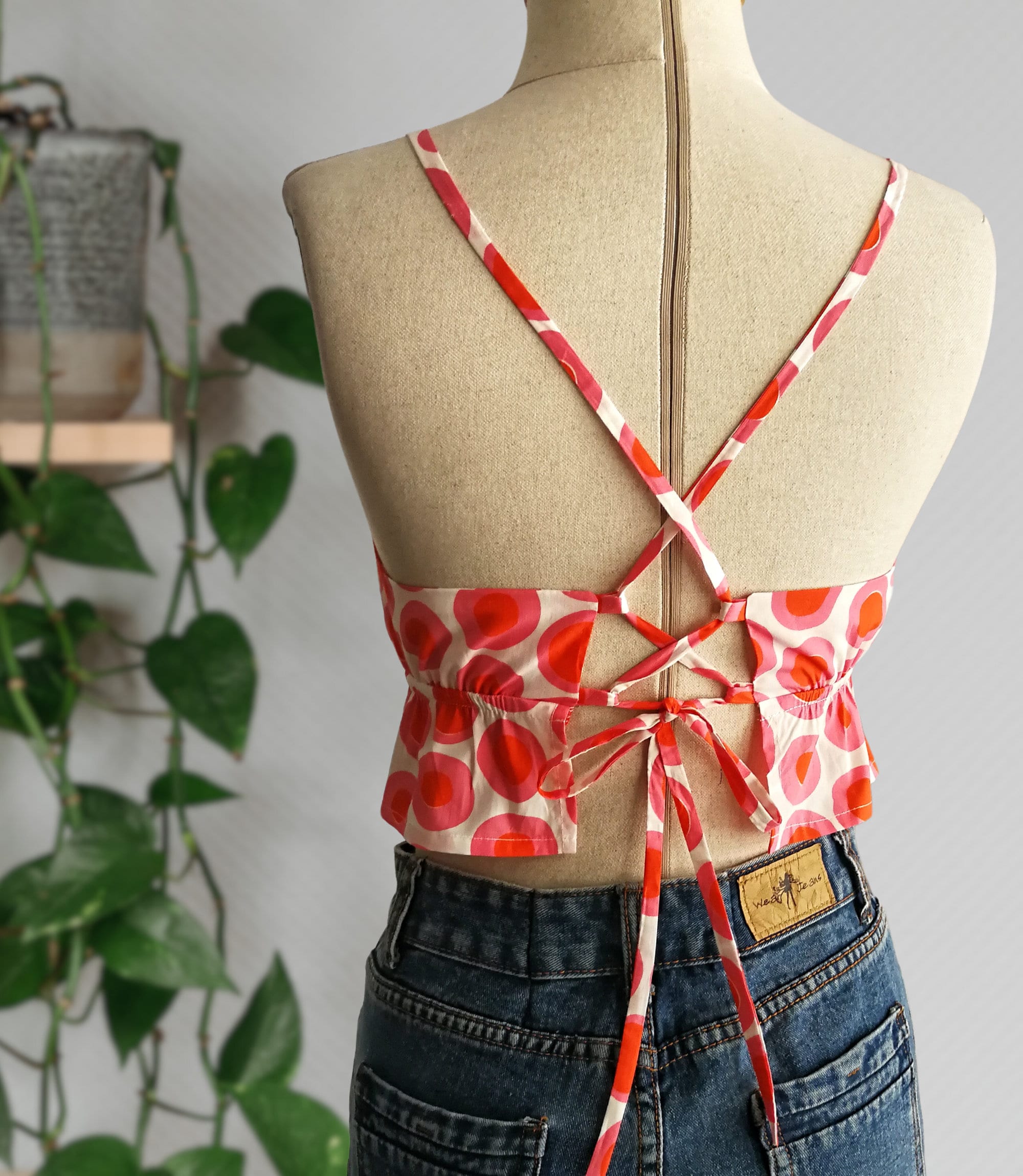 Cross Strap Tie Back Ruffle Hem Cami Top Sewing Pattern Cross Strap Tie Back Ruffle Hem Cami Top Sewing Pattern