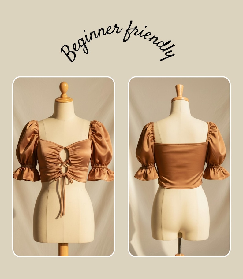Cut Out Tie Front Puff Sleeve Summer Top Easy PDF Sewing Pattern ...