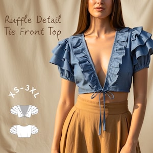 Patron de couture haut à volants : adapté aux débutants (XS-3XL) (Patron PDF)