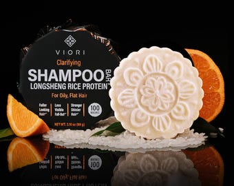 Volumizing Shampoo Bar for Oily Hair & Scalp | Citrus Rice Water Solid Shampoo | Zero Waste Sulfate Free Vegan Plastic Free
