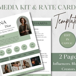 2 Page Media Kit Template & Rate Card, Influencer Media Kit, Blogger ...